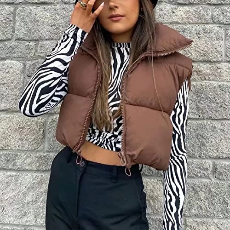 KEOMUD 여성용 겨울 자르기 조끼 경량 민소매 따뜻한 겉옷 퍼퍼 조끼 패딩 Gilet