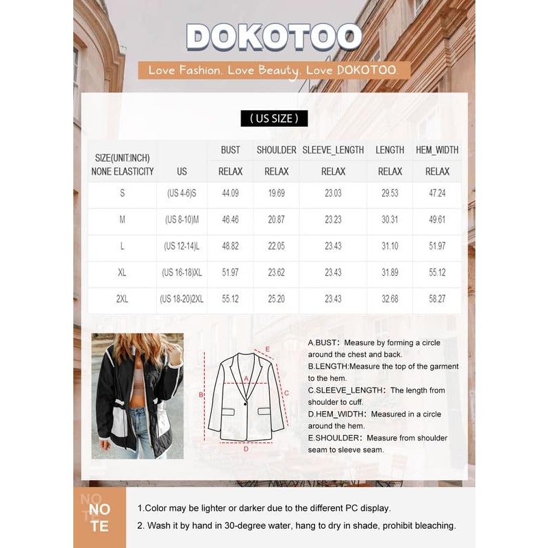 Dokotoo Womens Winter Quilted Jacket 스탠드 칼라 지퍼 업 긴 소매 Drawstring 허리 콘트라스트 코트(포켓 포함)