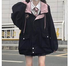 십대 소녀를위한 카와이 옷 카와이 가을 재킷 귀여운 후드 지퍼 업 소녀 겉옷 재킷 코트