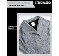 Steve Madden 여성용 피코트 - 스웨터 플리스 워터폴 코트 - 아우터 트렌치코트 - 오버사이즈 칼라 카디건 재킷, S-XL