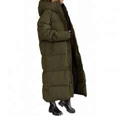 Tankaneo Womens 후드 롱 퀼트 코트 맥시 길이 긴 소매 퍼퍼 자켓 따뜻한 패딩 코트 두꺼운 겨울 겉옷