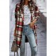 Comeon Womens Plaid Shacket Jacket 캐주얼 플란넬 버튼 포켓 라펠 울 블렌드 타탄 트렌치 완두콩 코트