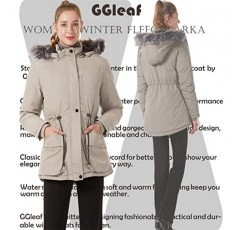 GGleaf 여성 겨울 두꺼운 재킷 퀼팅 코트 퍼퍼 파카(인조 모피 트림 후드 포함)
