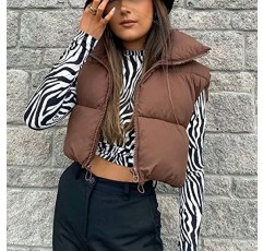 KMBANGI 여성 코튼 퍼퍼 조끼 지퍼 업 양복 조끼 Gilet 겉옷 경량 겨울 민소매 자켓 코트 streetwear