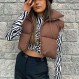 KMBANGI 여성 코튼 퍼퍼 조끼 지퍼 업 양복 조끼 Gilet 겉옷 경량 겨울 민소매 자켓 코트 streetwear