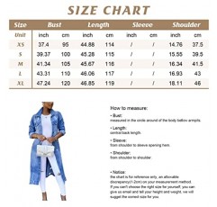 chouyatou 여성용 디스트레스드 홀 오버 니 미디 롱 데님 재킷 트렌치 코트