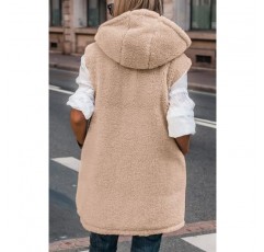 PRETTYGARDEN Womens 2023 가을 가역 조끼 민소매 양털 자켓 지퍼 업 까마귀 주머니 긴 따뜻한 겨울 코트 겉옷