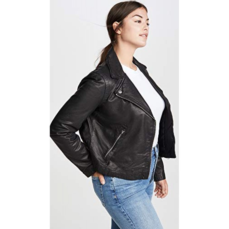 Madewell 여성용 워싱 가죽 모터사이클 재킷