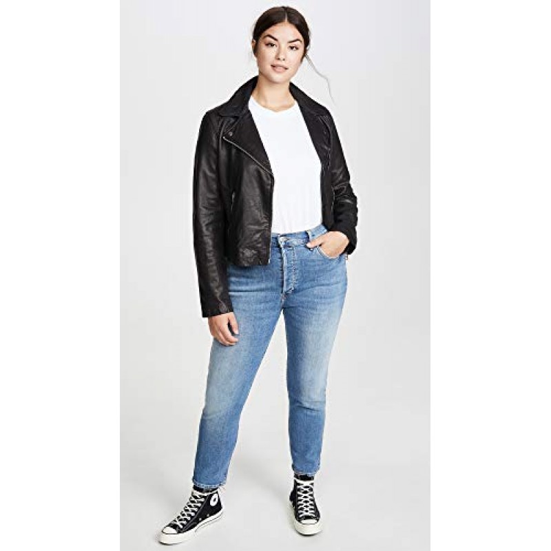 Madewell 여성용 워싱 가죽 모터사이클 재킷