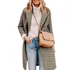 Yousify Womens 노치 라펠 칼라 더블 브레스트 완두콩 코트 겨울 울 블렌드 오버 코트 롱 자켓