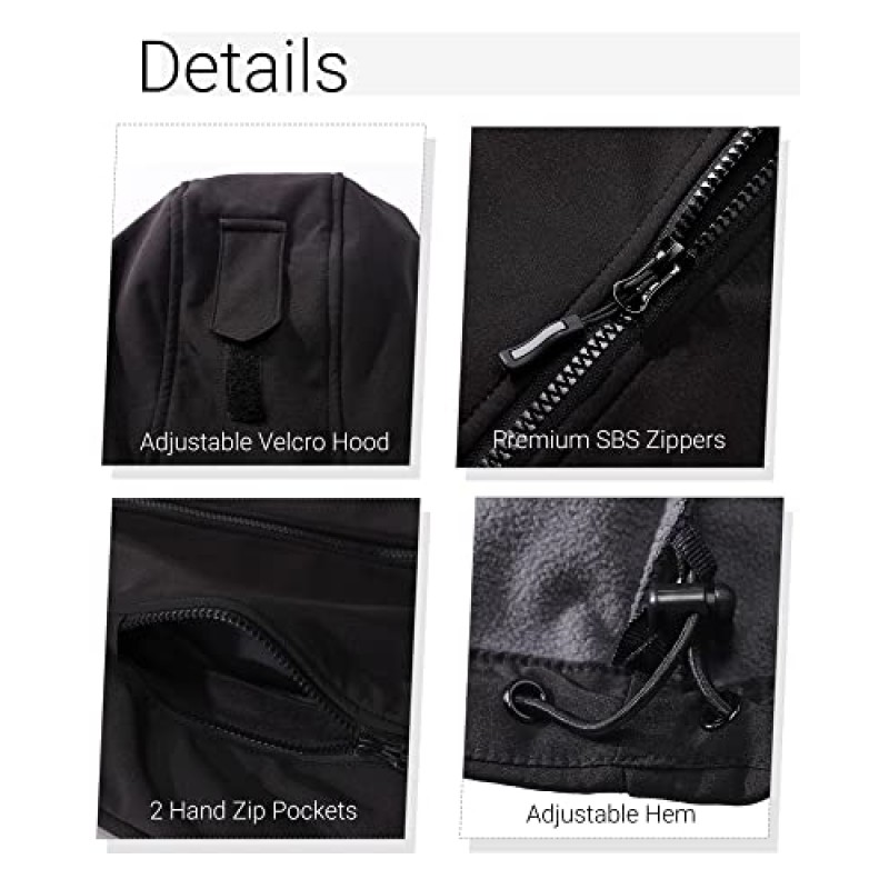 Outdoor Ventures 탈착식 후드가있는 여성용 Softshell 자켓, 절연 윈드 브레이커 방수 따뜻한 양털 안감 코트