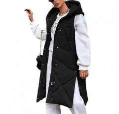 Inorin Womens Quilted Puffer Vest 긴 민소매 후드 자켓 겨울 따뜻한 Gilet 코트 겉옷