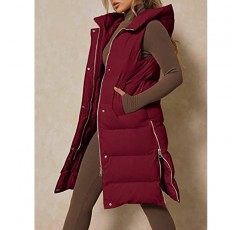 Inorin Womens Down Vest with Stand Collar 두꺼운 후드 민소매 롱 코트 자켓