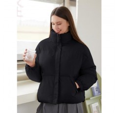 GEMLON Womens Winter Puffer Jacket 따뜻한 퀼트 코트 푹신한 오버 사이즈 아우터 지퍼 스탠드 칼라 자켓 (포켓 포함)
