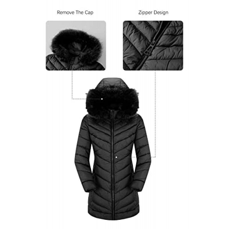 Bellivera Puffer Jacket 여성, 모피 칼라가있는 경량 패딩 버블 후드 코트 따뜻함 겉옷
