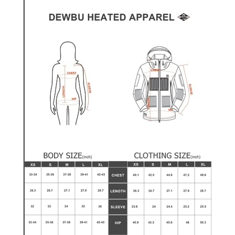 12V 배터리 팩이있는 여성용 DEWBU 가열 자켓 겨울 야외 소프트 쉘 전기 난방 코트