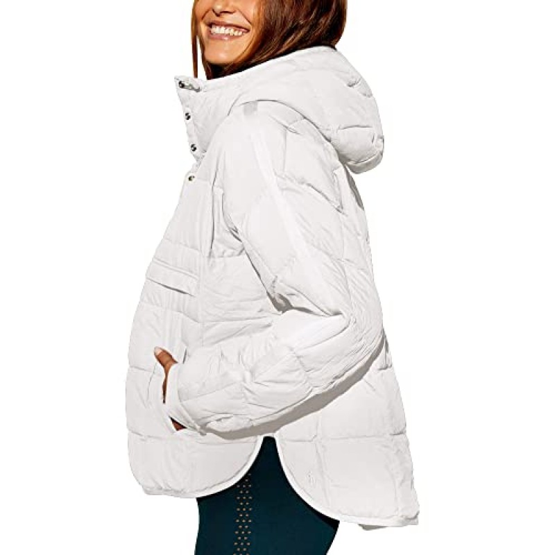 Fazortev Womens Oversize Puffer Jacket 퀼트 Dolman 후드 풀오버 긴 소매 경량 웜 탑 코트