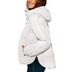 Fazortev Womens Oversize Puffer Jacket 퀼트 Dolman 후드 풀오버 긴 소매 경량 웜 탑 코트