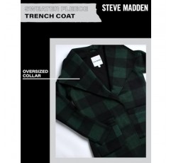 Steve Madden 여성용 피코트 - 스웨터 플리스 워터폴 코트 - 아우터 트렌치코트 - 오버사이즈 칼라 카디건 재킷, S-XL