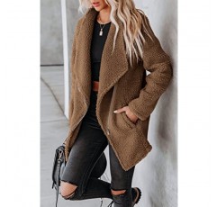 FSHAOES 여성 캐주얼 플리스 퍼지 코트 Faux Shearling Shaggy Jacket 카디건 겨울 따뜻한 테디 아웃웨어