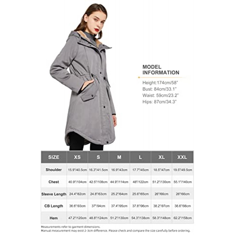 Orolay 여성용 Thicken Fleece Lined Parka 겨울 코트 후드 자켓 (포켓 포함)