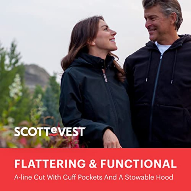 SCOTTeVEST 여성용 페니 겨울 레인 코트 - 숨겨진 포켓 19개 - 여행용 소프트 쉘 발수 재킷 등