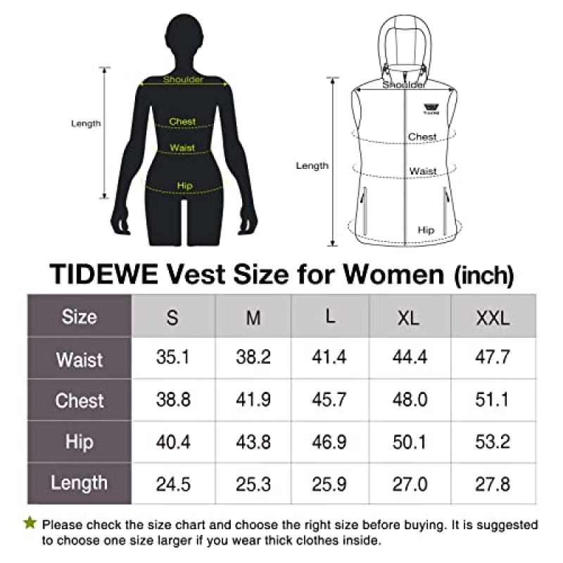 사냥/하이킹용 접이식 가열 후드와 배터리 팩이 포함된 TIDEWE 여성용 가열 조끼(Black & Next Camo G2, S-XXL)