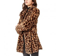 CNC 스타일 여성용 레오파드 인조 모피 긴 소매 겨울 코트 솜털 탑 재킷 겉옷 포켓 포함