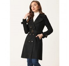 Allegra K 여성용 인조 스웨이드 트렌치 코트 재킷 클래식 2023 가을 겨울 더블 브레스트 오버코트
