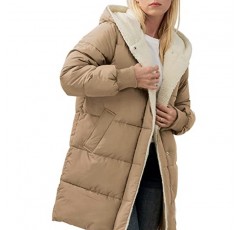 Kissonic 여성용 롱 다운 재킷 두꺼운 퍼퍼 재킷 후드 퀼팅 코트 겉옷