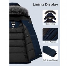 CHIN·MOON 여성 겨울 따뜻한 코트 방풍 퍼퍼 재킷 인조 모피 후드가 있는 긴 퀼팅 두꺼운 재킷