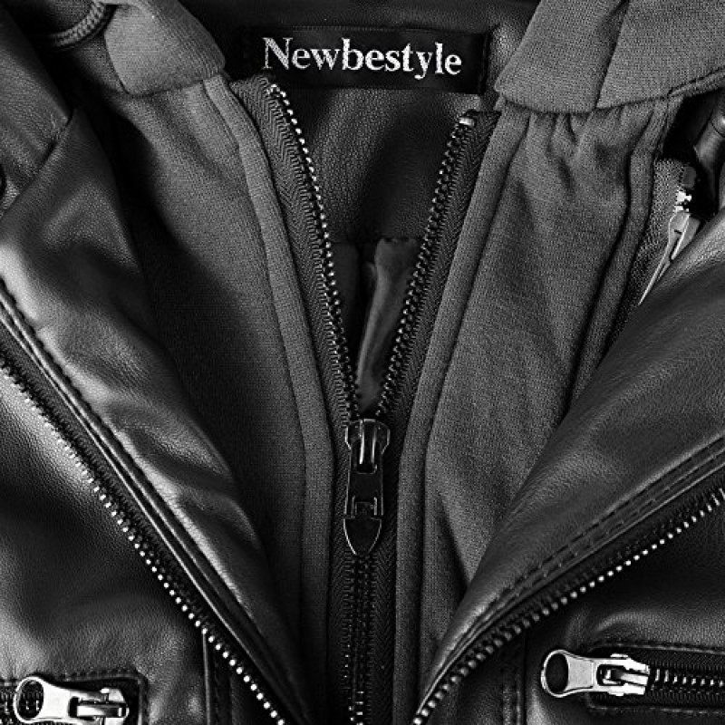 Newbestyle 인조 가죽 자켓 여성용 캐주얼 모토 바이커 자켓 퀼트 풀 지퍼 코트