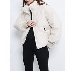 SCUSTY 여성용 지퍼 업 퍼퍼 재킷 퀼팅 패딩 버블 코트 짧은 겨울 코트