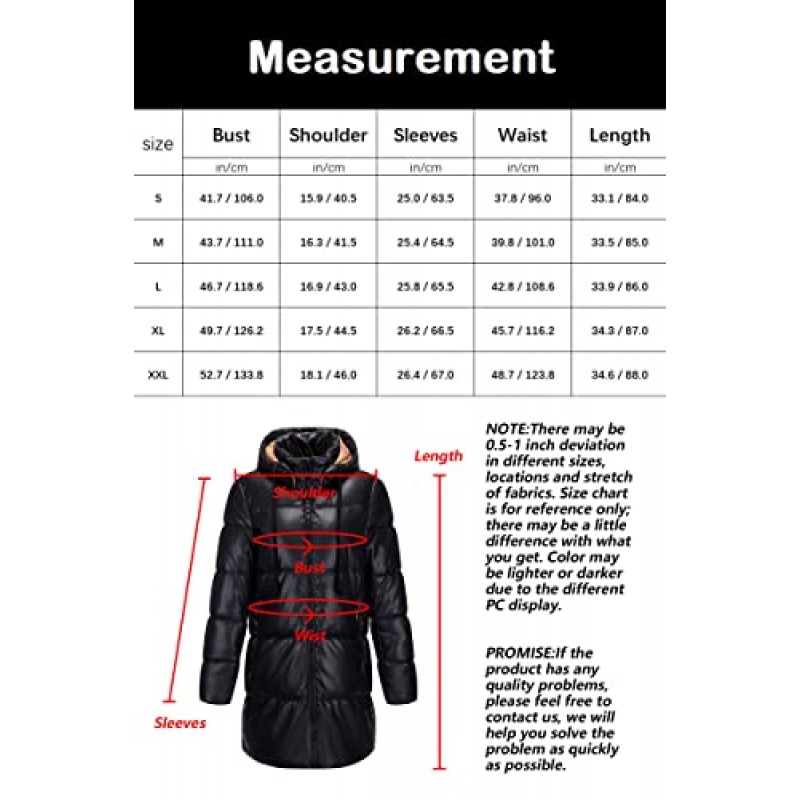 Bellivera 여성 인조 가죽 자켓 롱 퀼트 후드 퍼퍼 겨울 코트