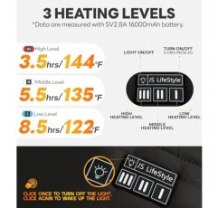JS 라이프스타일 가열 조끼 여성용, 8개의 가열 구역 여성용 가열 재킷, 16000mAh 배터리 팩 포함, 경량