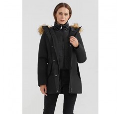 Orolay 여성용 중간 길이 겨울 파카 재킷 조절 가능한 벨트가 있는 후드 퍼퍼 코트
