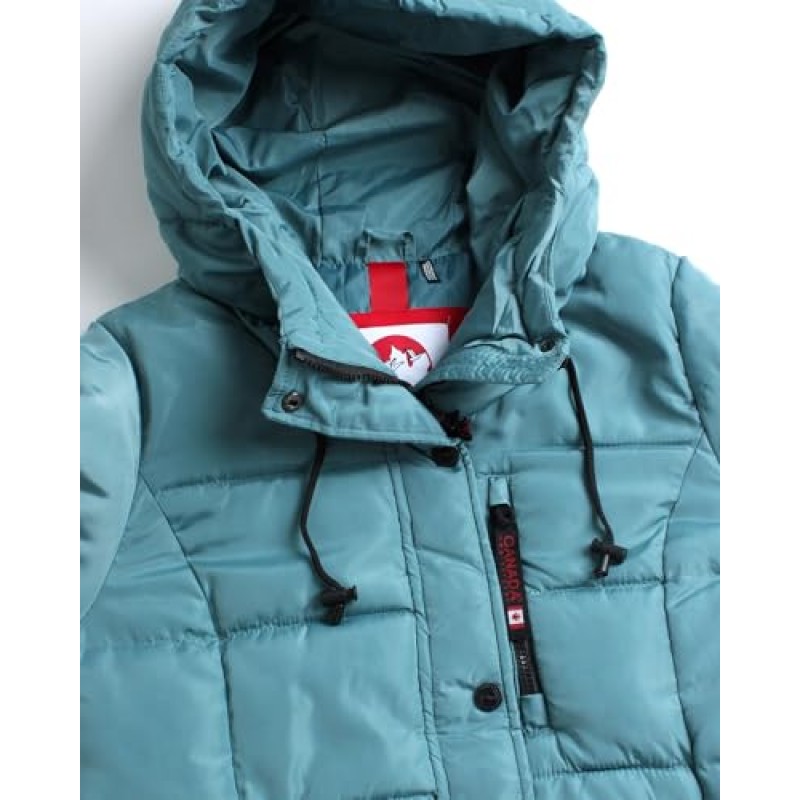 CANADA WEATHER GEAR 여성 겨울 코트 - 셰르파 모피 안감 후드가 있는 퍼퍼 버블 재킷