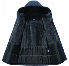 MOERDENG 여성용 긴 겨울 다운 코트 두꺼운 양털 안감 파카 인조 모피 분리형 후드가있는 따뜻한 퍼퍼 자켓