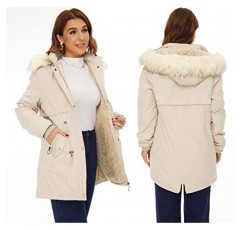 HVEPUO Womens Winter Thicken Coats 탈착식 후드가 있는 따뜻한 양털 코튼 파카 재킷