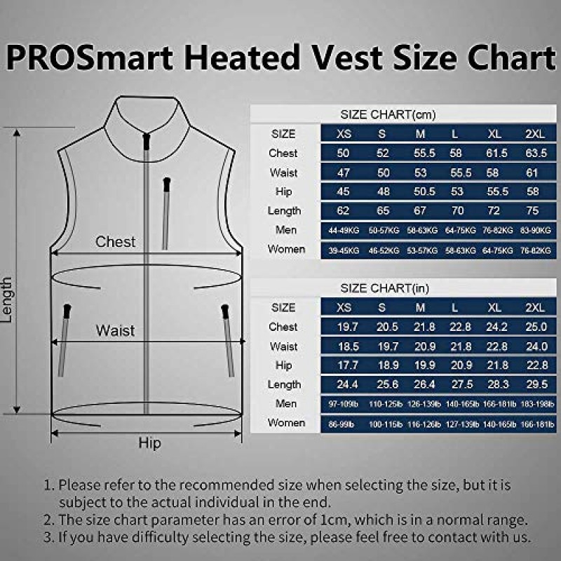 남성 및 여성용 USB 배터리 팩이 포함된 PROSmart 가열 조끼 폴라 플리스 경량 양복 조끼(남녀 공용)