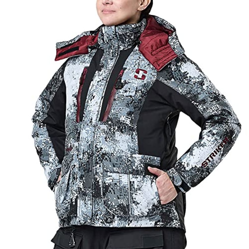 Striker 여성용 스텔라 내구성이 뛰어난 방풍 방수 절연 야외 얼음 낚시 자켓(탈착식 후드 포함)