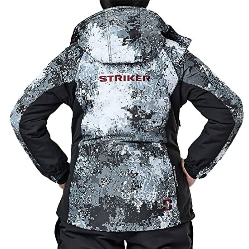 Striker 여성용 스텔라 내구성이 뛰어난 방풍 방수 절연 야외 얼음 낚시 자켓(탈착식 후드 포함)