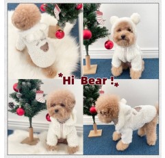 Bichon Frize 개 겨울 따뜻한 양모 코트 고양이 후드 코트 귀여운 애완 동물 곰 가을, 겨울 의류