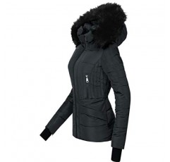 NUTEXROL 여성용 모피 후드 퍼퍼 파카 두꺼운 퀼트 자켓 따뜻한 겨울 짧은 다운 패딩 코트 아웃웨어