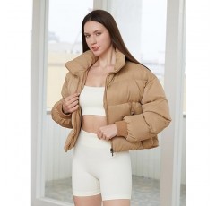 GEMLON Womens Winter Puffer Jacket 따뜻한 퀼트 코트 푹신한 오버 사이즈 아우터 지퍼 스탠드 칼라 자켓 (포켓 포함)