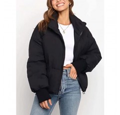 Bozanly 여성 겨울 따뜻한 긴 소매 지퍼 퍼퍼 자켓 헐렁한 퀼트 다운 코트 겉옷