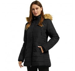 Wantdo 여성용 따뜻한 겨울 코트 헤비 퍼퍼 재킷 파카(모피 트리밍 후드 포함)