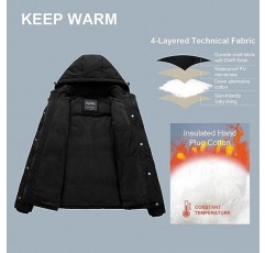 Pursky 여성용 따뜻한 겨울 두꺼운 코트 방수 크로프트 자켓 탈착식 후드가있는 파카