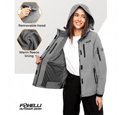 Foxelli 여성용 양털 안감 레인 재킷 - 후드가 있는 여성용 방수 따뜻한 하이킹 재킷, 경량 방풍 코트