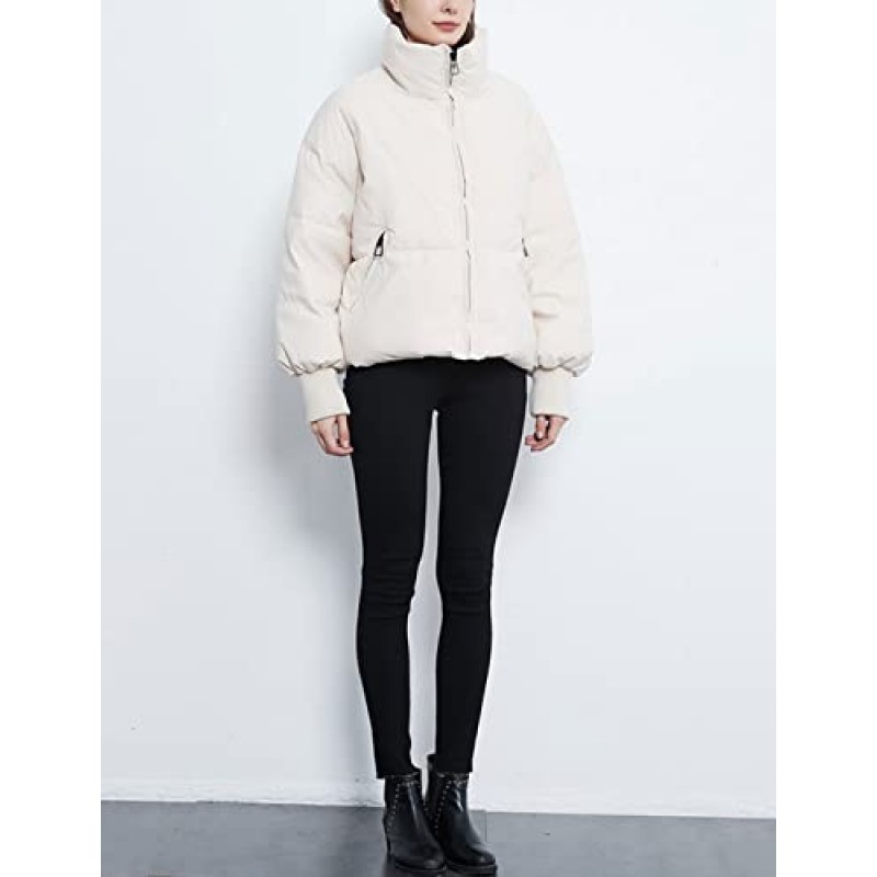 Tanming 여성 캐주얼 퍼퍼 재킷 긴 소매 풀 지퍼 블랙 패딩 겨울 코트